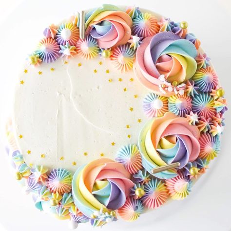 Brittany May on Instagram: “Aerial view of my rainbow cake from earlier this week! 🌈🌟🌈🌟 • • • Sprinkles: @fancysprinkles - BRITTANYMAY15 • • • #brittanymaycakes ✨ • •…” June Birthday Cake Ideas, Rainbow Swirl Frosting, Rainbow Sprinkle Cake Birthdays, Rainbow Swirl Cake, White Cake Rainbow Sprinkles, Chocolate Cake Rainbow Sprinkles, Cupcake Cake, Cake Decorating Designs, Rainbow Cake