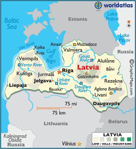 Situated in northeastern Europe with a coastline along the Baltic Sea, Latvia is geographically the middle of the three Baltic states.  The capitol is the city of Riga. Latvia Map, Baltic Countries, Physical Map, Geography Map, Baltic States, East Europe, World Geography, Riga Latvia, Country Maps