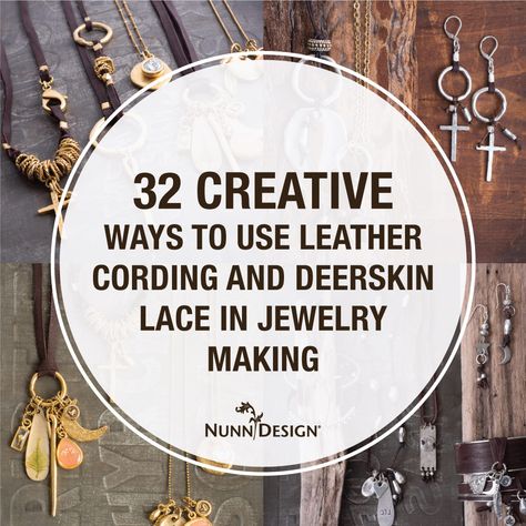 Designing jewelry with leather cording and deerskin lace creates a look that is very much on trend. It is also an affordable way to create unique jewelry!  If you are interested in creating beaded wrapped bracelets, knotting, tassels or doing other techniques, here are 32 creative way to use leather cording and deerskin lace in your jewelry designs. Leather Jewelry Diy Tutorials, Cord Jewelry Diy, Leather Bracelet Tutorial, Leather Cord Jewelry, Wrapped Bracelets, Leather Jewelry Making, Handmade Leather Jewelry, Suede Jewelry, Diy Leather Bracelet