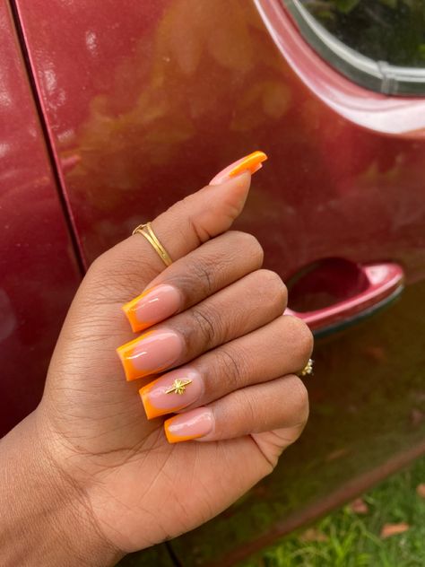 Short orange theme nails Orange Theme Nails, Orange Tip Acrylic Nails, Theme Nails, Orange Theme, Long Acrylic Nails, Acrylic Nails, Orange, Nails, Quick Saves