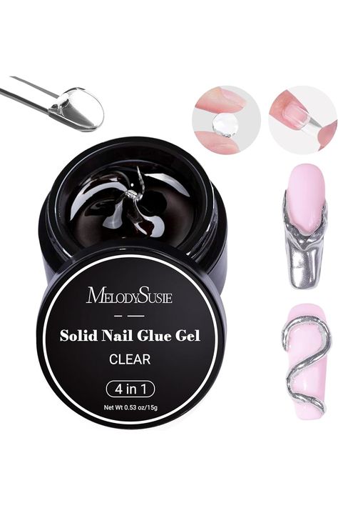 MelodySusie Solid Nail Glue Gel for Press on Nails Strong Long Lasting UV Gel Nail Glue 3D Sculpting Gel for Nail Art DIY Design Rhinestone Gem Glue Fake Nail Glue for Acrylic Nails Gel Tips 15g Sculpting Gel Nails Design, Nails Gel Tips, Solid Nail Glue, Nail Glue Gel, Nails Vintage, Nails Inspiration Spring, 3d Sculpting, Press On, Gel Tips