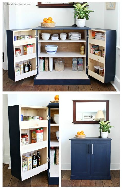 A DIY tutorial to build a freestanding kitchen pantry cabinet with free plans. Make your kitchen functional with accessible storage and more counter space! Diy Freestanding Kitchen, Free Standing Pantry, Freestanding Kitchen Pantry, More Counter Space, Pantry Cabinet Free Standing, Diy Kitchens, Kitchen Pantry Cabinet, Pantry Cupboard, Freestanding Kitchen