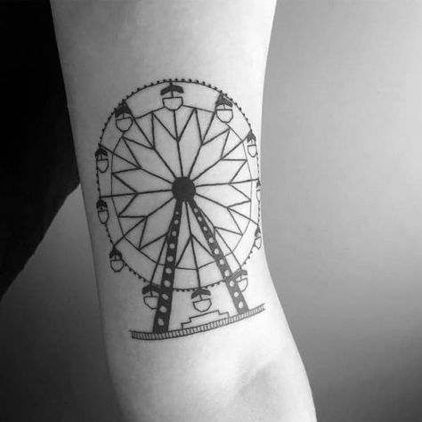 50 Ferris Wheel Tattoo Ideas For Men - Amusement Ride Designs Ferris Wheel Tattoo, Carnival Tattoo, Howling Wolf Tattoo, Wheel Tattoo, Tattoo Ideas For Men, Tattoo Simple, Elephant Tattoo, Modern Tattoos, Wolf Tattoo