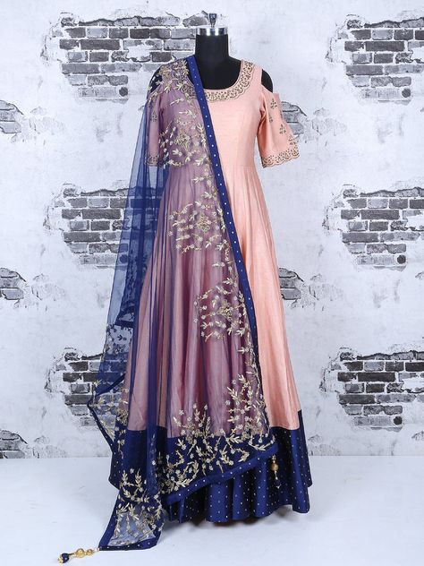 Desi Party, Anarkali Patterns, Trendy Kurti, Blue Combination, Anarkali Dresses, Indian Salwar, Salwar Designs, Designer Anarkali, Brocade Dresses