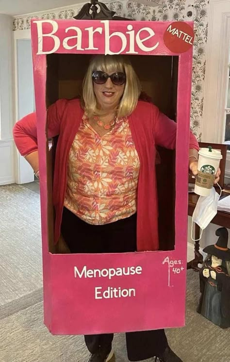 Menopausal Barbie, Funny Costumes For Women, Barbie Funny, Dresses Knee Length, Clever Halloween, Clever Halloween Costumes, Funny Costumes, Homemade Halloween, Dress Bride