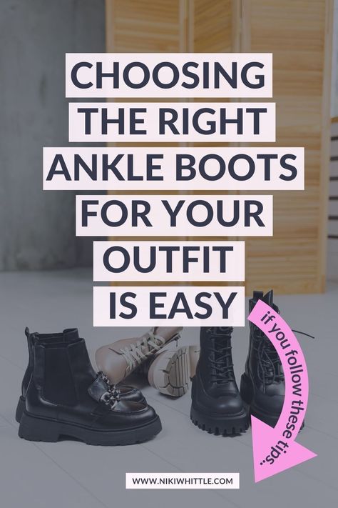 This comprehensive ankle boot guide answers all your questions about how to wear ankle boots, shows you (with pictures!) how to wear ankle boots, and shares outfits with ankle boots, so you know which clothes to wear with ankle boots and can easily put together fall outfits that work and look good on you! Skirts With Ankle Boots, Black Boots Outfit Ankle, Flat Ankle Boots Outfit, Ankle Boots With Skirts, Buckle Boots Outfit, Outfits With Ankle Boots, Ankle Boots And Jeans, Boots With A Dress, Wearing Ankle Boots