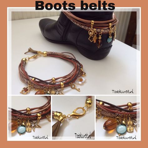 Western Boot Bracelet, Boot Straps Diy, Boho Accessories Diy, Macrame Lessons, Boot Makeover, Shoe Chains, Boots Diy, Shoe Makeover, Boot Chains