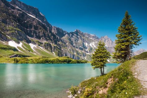 Trüebsee: Trüebsee is one of the lakes on the “Four Lakes Hike”, crossing the Jochpass at its highest point, which is just a few hundred metres from this lake. Engelberg Switzerland, Medieval Monastery, European Bucket List, Germany Vacation, Engelberg, Downhill Skiing, European Vacation, Switzerland Travel, Bucket List Destinations