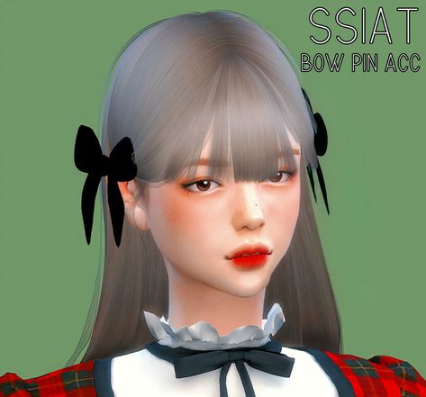 acc)bow pin Sims Four, Bow Hairstyle, Sims 4 Collections, Bow Accessories, Ts4 Cc, White Bow, Sims 4 Cc, Sims 4 Mods, Cute Bows