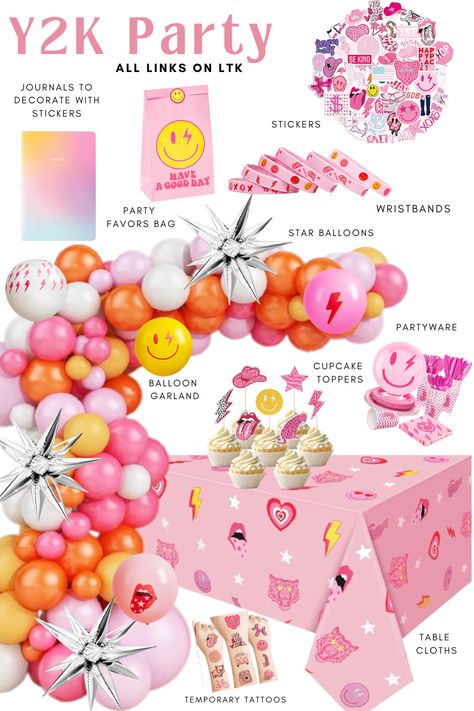 Girly Bday Themes, Outside Birthday Party Activities, 10 Party Theme, Astetic Birthday Party, 10th Birthday Party Themes For Girl, 10 Is A Vibe Birthday Party, Y2k Party Activities, Preppy Girl Birthday Party, Birthday Theme For 11 Year Girl