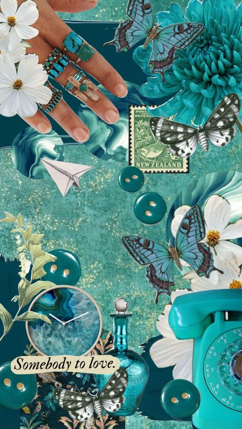 #tealcollage #teal #turquoiseaesthetic #turquoise #collage #fyp Turquoise Aesthetic Vintage, Rp Profile, Diwali Art, Turquoise Aesthetic, Pink Wallpaper Hello Kitty, Turquoise Wallpaper, Color Collage, Collage Ideas, Butterfly Drawing