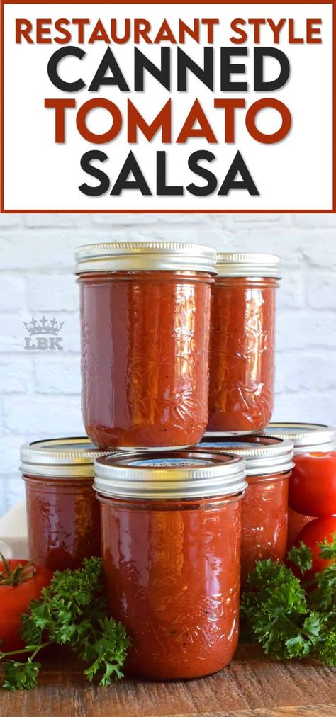 Tomato Sauce For Canning, Salsa With Canned Tomatoes, Salsa Canning Recipes, Water Bath Canning Recipes, Can Tomato Sauce, Easy Canning, Canning Salsa, Restaurant Style Salsa, Easy Tomato Sauce