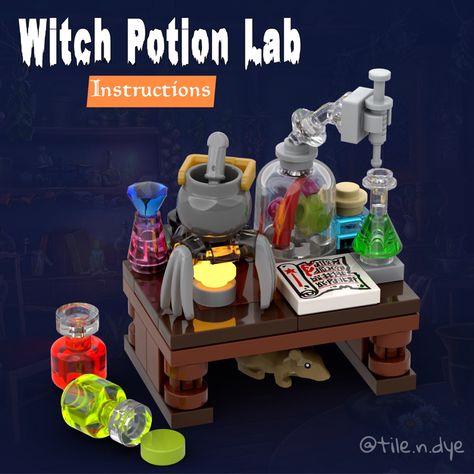 Halloween Lego Sets, Potion Lab, Lego Harry Potter Moc, Lego Haunted House, Lego Blueprint, Lego Library, Witch Kitchen, Lego Halloween, Lego Hogwarts