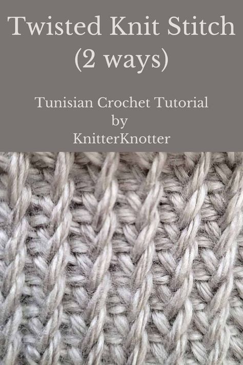 Small Tunisian Crochet Projects, Tunisian Knit Stitch, Tunisian Crochet Hook, Tunisian Crochet Patterns, Tunisian Crochet Stitches, Crochet Twist, Knit Stitches, Crochet Stitches For Beginners, Crochet Videos Tutorials