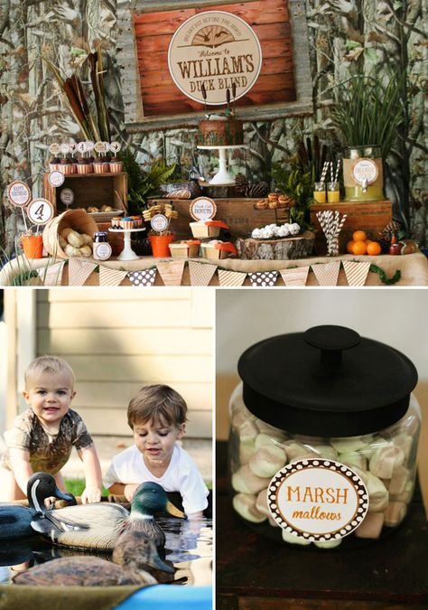 Rustic Duck Hunting Birthday Party // Hostess with the Mostess® Duck Hunting Birthday Party, Duck Hunting Birthday, Duck Dynasty Party, Hunting Birthday Party, Camo Birthday Party, Duck Feed, Camo Birthday, Hunting Birthday, Hunting Themes