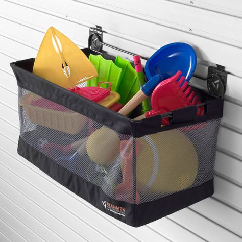 Put outside toys in a mesh or washable bin so sandbox toys, and pool toys can be hosed down for easy clean up. Outdoor Toy Storage, Pool Storage, Pool Toy, Toy Storage Solutions, Linen Closet Organization, Kid Toy Storage, Pool Supplies, Pool Toys, Organization Kids