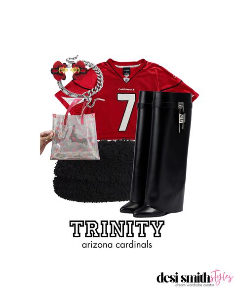 NFL Tailgate football outfit, wag, Alaia skirt, shark boots, stadium, club, jersey, @givenchy @vitalydesign Alaia Skirt, Nfl Wag, Shark Boots, Jersey Outfits, Az Cardinals, Football Outfit, Jersey Girl, Football Outfits, Arizona Cardinals