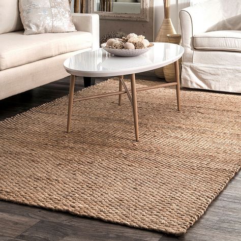 nuLoom Hand Woven Hailey Jute Rug Summer In The Hamptons, Psychologist Office, Jute Rug Living Room, Carolina House, Dark Wood Floors, North Carolina Homes, Jaipur Living, Jute Area Rugs, Hand Woven Rug