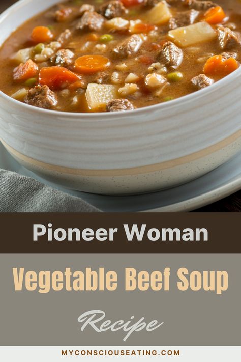 Wholesome vegetable beef soup Hamburger Stew Recipes Pioneer Woman, Pioneer Woman Vegetable Beef Soup, Soup Pioneer Woman, Veg Beef Soup, Pioneer Woman Potatoes, Hamburger Stew, Canning Whole Tomatoes, Beef Soup Recipes, Vegetable Beef Soup