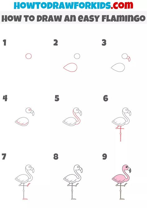 How to Draw an Easy Flamingo - Easy Drawing Tutorial For Kids Draw A Flamingo, Drawing Methods, How To Doodle, Draw Birds, Doodle Doodle, Sketching Tips, Easy Doodle, Draw Animals, Easy Drawing Tutorial