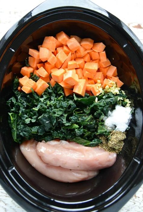 Sweet Potato Stew, Slow Cooker Chicken Healthy, Chicken Kale, Salad Kale, Potato Stew, Chicken Sweet Potato, Healthy Slow Cooker, Sweet Potato Soup, Healthy Crockpot