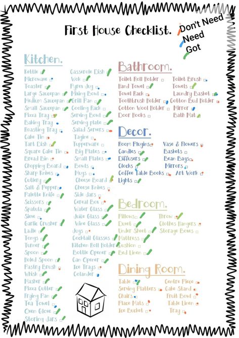 List Of Home Essentials First Home, List Of Household Items For New House, House Hold Necessities List, House Necessities List, List Of Things Needed For New Home, List Of Things To Check When Buying A House, First Apartment List Moving Checklist Free Printable, New Home Shopping List, First Home Checklist