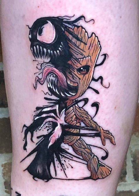 Cartoon Character Tattoo Design, Tattoos With No Meaning, ဖန်စီ Tattoo, Cartoon Tattoos For Men, Sonic Tattoo, Groot Tattoo, Disney Stitch Tattoo, Venom Tattoo, Tattoo Ideas Minimalist