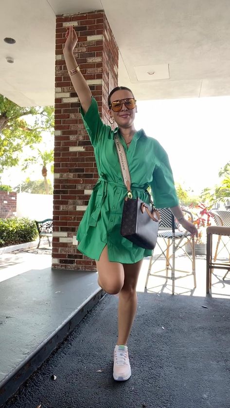 I’m obsessed with this green dress from Amazon! It comes in other beautiful colors, but I wish it would come in one million more!! This cute dress is great for so many occasions – vacations, travel, work, you name it! And if you’re wondering how to style a shirt dress, it’s easy! For a casual look just pair it with sneakers and for a classy style wear it with heels! Definitely, a staple to add to your wardrobe. Holland Paterno. Amazon Summer Dresses: Green Belted Mini Shirt Dress Summer Dresses Green, Style A Shirt Dress, Amazon Summer Dresses, Dress From Amazon, Green Dress Outfit, Affordable Outfits, Green Wrap Dress, Walmart Fashion, Dresses Green