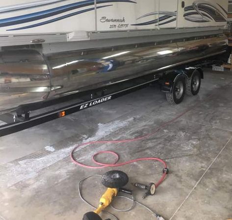 Cleaning Pontoon Tubes, Boat Modifications, Polishing Aluminum, Best Pontoon Boats, Jon Boat Modifications, How To Clean Aluminum, Pontoon Boat Accessories, Boat Restoration, Living On A Boat