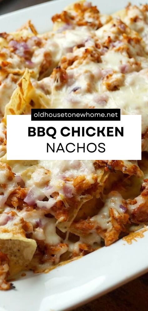 I always use a rotisserie chicken for these to save time, but you could always poach and then shred two chicken breasts instead. Since I usually only make these for parties, I like the premade chicken route to save time. Rotisserie Bbq Chicken, Bbq Chicken Nachos Recipe, Bbq Chicken Nachos, Shredded Rotisserie Chicken, Bbq Rotisserie, Chicken Nachos Recipe, Rotisserie Chicken Breast, Bbq Chicken Recipes, Chicken Nachos