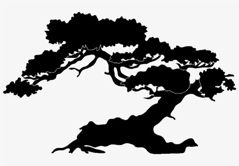 Bonsai Tree Silhouette, Bonsai Silhouette, Bonsai Design, Japanese Tree, Japanese Bonsai, Png Free Download, Tree Coloring Page, Designs Coloring Books, Silhouette Png