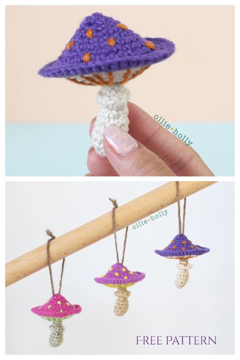 Poisonous Mushroom Free Crochet Patterns Crochet Mushroom Keychain, Mushroom Tutorial, Geek Crochet, Crochet Mushrooms, Mushroom Amigurumi, Mushroom Crochet Pattern, Amigurumi Mushroom, Crochet Shapes, Mushroom Keychain