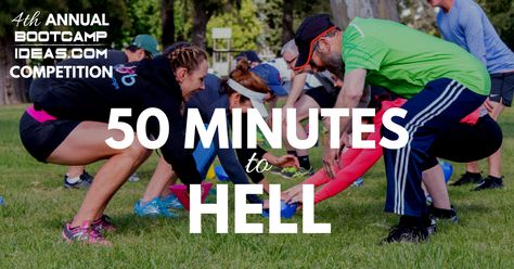 50 Minutes to Hell (Competition Entry) | Bootcamp Ideas Bootcamp Ideas, Body Weight Hiit Workout, Spartacus Workout, Hill Workout, Hiit Session, Workout Time, Bicycle Crunches, Workout Calendar, Boot Camp Workout