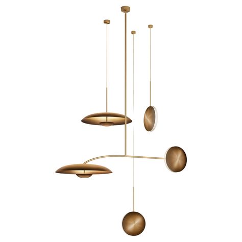 Inspired by planet-like shapes and textures, the Cosmic collection plays with both metal properties and a selection of patina finishes. Finished in Atelier001’s signature bronze gradient patina Ore, the four lighting components are harmoniously balanced to illuminate a room. This handmade lighting constellation sits elegantly in both contemporary and vintage-inspired interiors. Please note that each piece is individually handmade, therefore unique in its own way. Illumination: Integrated LED (No Unique Pendant Lighting, Organic Lighting, Unique Pendant Lights, Abstract Pendant, Handmade Lighting, Organic Modern, Furniture Inspiration, Ceiling Pendant, Chandeliers And Pendants