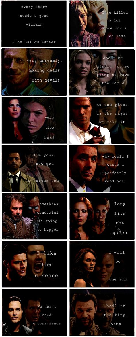 "Every story needs a good villain" -The Callow Auther A collection of "Supernatural" villains Supernatural Villains, Supernatural Experiences, Good Villain, Becoming Supernatural, Supernatural Seasons Summary, Supernatural Fanart, Supernatural Screenshots, Best Villains, Superwholock