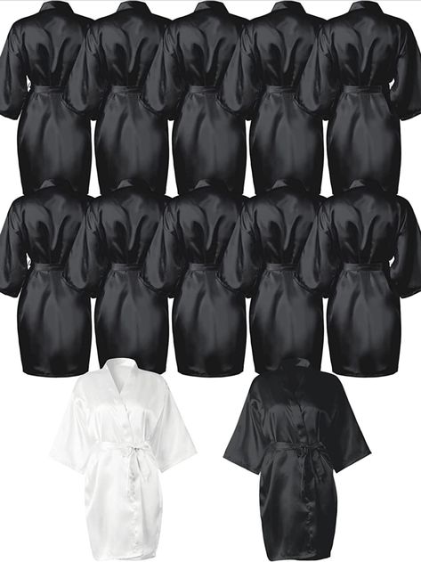 12 Pcs Kimono Robes for Women Silky Bride Bridesmaids Robe Lightweight Short Satin Robe for Wedding Bridal Birthday Party Black Bridesmaids Robes, Bridesmaids Robe, Black Satin Robe, Robes For Women, Short Satin, Black Bridesmaids, Kimono Robes, Silk Robe, Bridesmaid Robes