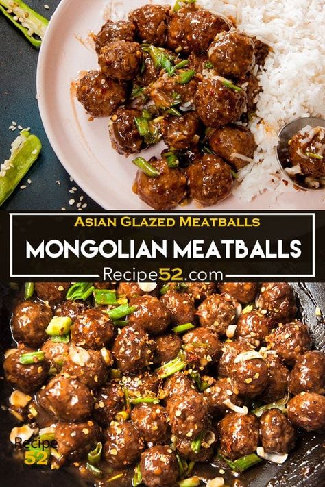 Asian Glazed Meatballs, Mongolian Meatballs, Meatballs Asian, Juicy Meatballs, Asian Meatballs, Spicy Meatballs, Glazed Meatballs, Meatball Recipes Easy, Meatballs Recipe