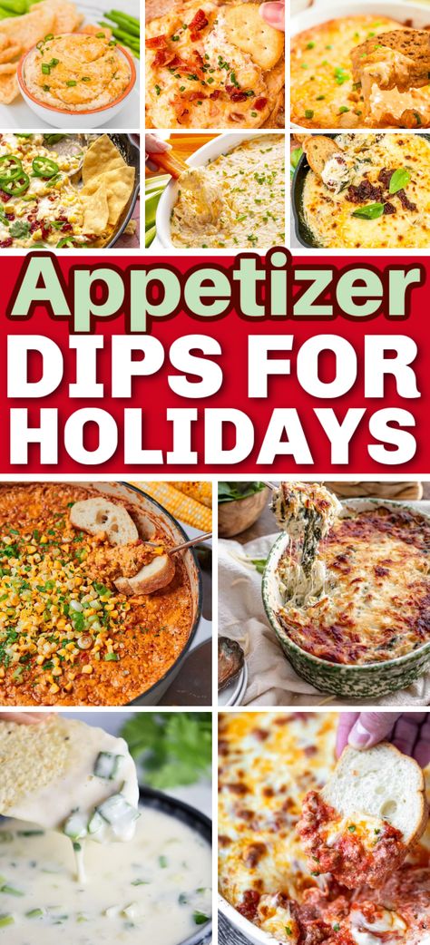 Warm Dip Recipes – Whether you prefer a classic spinach artichoke dip or a cheesy, buffalo chicken dip, we’ve got you covered! Kick off any party with these crazy-good warm dip recipes that are sure to be a hit! Christmas party finger food ideas, Christmas holiday party food. Cold and hot dips. Easy Baked Dips For A Party, New Year Eve Dips, Dip For New Years Eve, Cream Cheese Dips Recipes, Nye Dips Crock Pot, Winter Dip Recipes, Warm Chicken Dip, New Year’s Eve Dip Ideas, Dinner Dips Recipes