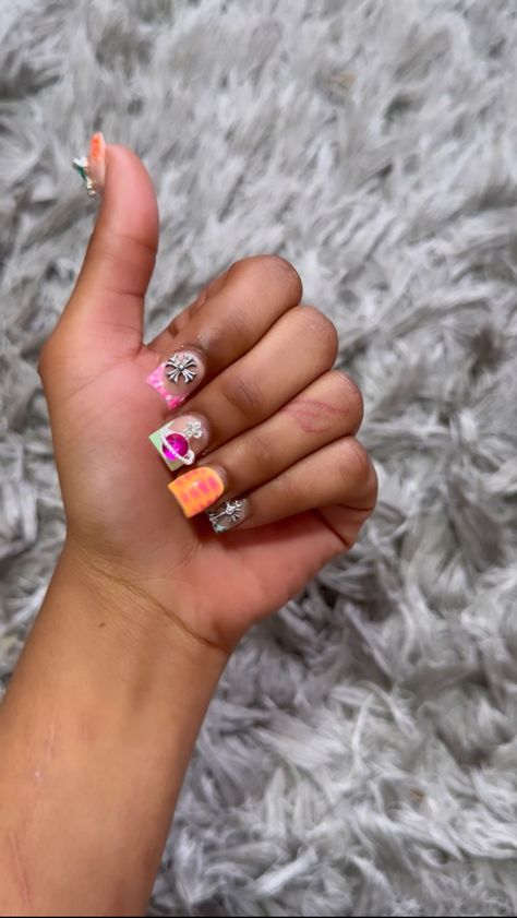 Cute Nail Designs For Black Women, Short Dope Nails, Short Coffin Nails Designs, Hard Nails, Drip Nails, Colored Acrylic Nails, Work Nails, French Tip Acrylic Nails, Dope Nail Designs