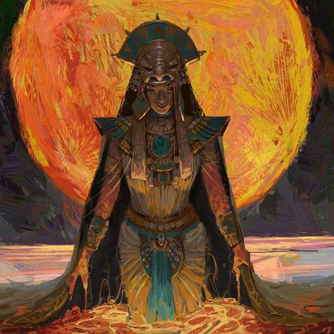 ArtStation - Priestess of Ra Ra Egyptian God Art, Sun Priestess, Egyptian God Art, Egyptian Mythology Art, Ra God, Egypt Art, Egyptian Mythology, Ancient Egyptian Art, Mythology Art