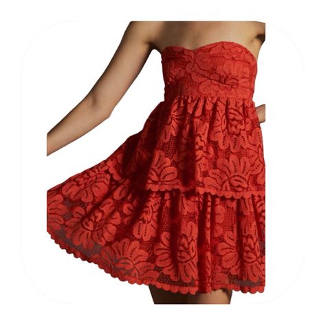 Nwt Maeve By Anthropologie Xs Rouge Red Tiered Lace Babydoll Dress Can Be Strapless Or Add Straps In Pouch $190 Original Red Babydoll Dress, Lace Babydoll Dress, Lace Babydoll, Anthropologie Dress, Babydoll Dress, Anthropologie Dresses, Baby Dolls, Colorful Dresses, Anthropologie