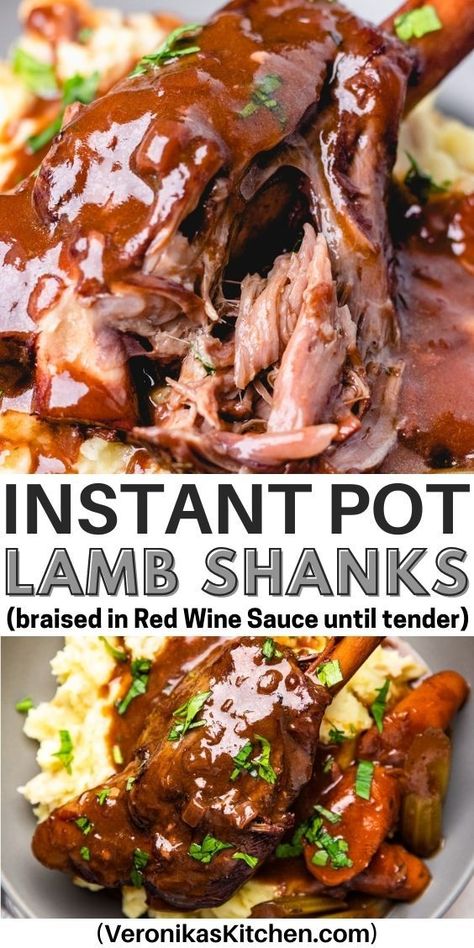 Lamb shank with red wine sauce over mashed potatoes. Lamb Shanks Pressure Cooker, Slow Cook Lamb, Lamb Shank Stew, Pressure Cooker Lamb, Cook Lamb, Lamb Shank Recipe, Braised Lamb Shanks, Slow Cooker Lamb, Roast Lamb