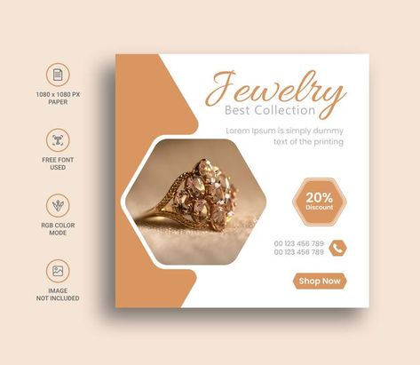 Social Media Jewelry Post, Jewelry Flyer Design, Jewelry Social Media Design, Jewelry Banner Design, Jewelry Social Media Post, Pamphlet Ideas, Square Flyer Design, Jewelry Social Media, Jewelry Banner