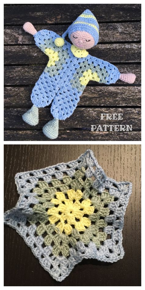 Granny Hexagon Doll Free Crochet Patterns + Video - DIY Magazine Crochet Granny Hexagon Doll Free Pattern, Crochet Flat Doll, Granny Square Doll Pattern Free, Crochet Hexagon Rag Doll Free Pattern, Crochet Eyes Free Pattern, Free Crochet Patterns To Print, Free Crochet Doll Patterns, Crocheted Lovey, Granny Dolls