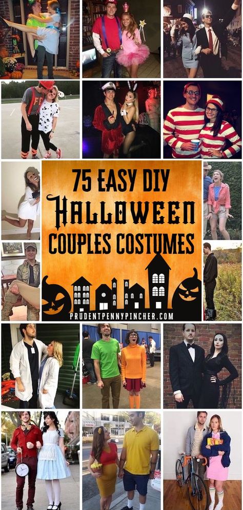 Dress up with your significant other this Halloween! Here you will find over 75 easy and creative couples Halloween costume ideas for inspiration. From funny Halloween costumes to scary halloween costumes, there are plenty of halloween costumes for couples to choose from. Couples Costumes Last Minute, Diy Halloween Costumes Last Minute, Last Minute Halloween Costumes Couples, Easy Diy Couples Costumes, Diy Halloween Couples, Easy Adult Halloween Costumes, Last Minute Couples Costumes, Halloween Costumes Last Minute, Costumes Last Minute