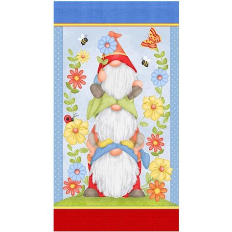 Gnome Quilt Patterns Free, Gnome Quilt, Yellow Ladybug, Bee Fabric, Tree Quilt, Fabric Labels, Panel Quilts, Quilted Wall Hangings, Free Quilting