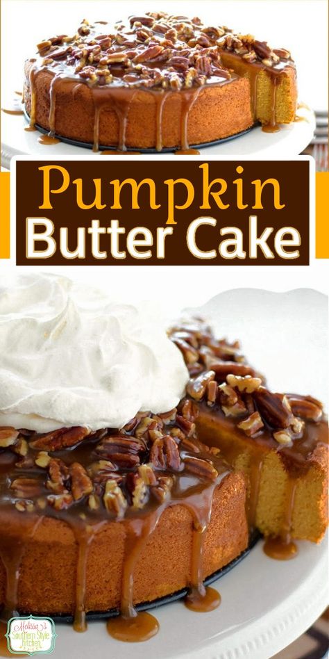 Pumpkin Spice Butter Cake Pralines Pecans, Praline Sauce, Cake Pumpkin, Pecan Praline, Spiced Butter, Seasonal Desserts, Pumpkin Desserts, Butter Cake Recipe, Fall Cakes