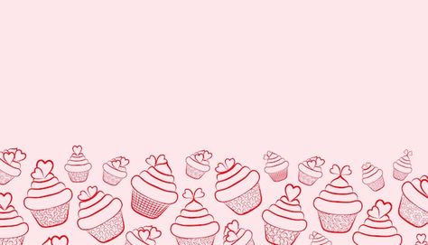 Cupcakes decorated with hearts sample ou... | Premium Vector #Freepik #vector #cupcake-background #dessert #cake-illustration #cake-background Cupcake Graphic Design, Cake Background Design, Cupcake Background, Cupcake Outline, Dessert Background, Vector Illustration Tutorial, Countdown Ideas, Cake Background, Cake Wallpaper