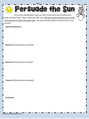 Persuasive Writing Worksheet, Paragraph Writing Activities, Persuasive Writing Activities, Persuasive Writing Prompts, Persuasive Text, Homeschool Writing, 4th Grade Writing, Writing Prompts For Kids, Elementary Writing