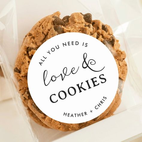 All You Need Is Love & Cookies Favor Stickers Modern Wedding Favors, Cookie Wedding Favors, Sweet Rain, Engagement Favors, Wedding Stickers Labels, Cookie Favors, Wedding Favor Stickers, Cookie Bags, Rustic Wedding Favors